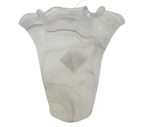 Large Tammaro Murano Style Glass Vase, Purple And White Marble Pattern.. - Picture 4 of 6
