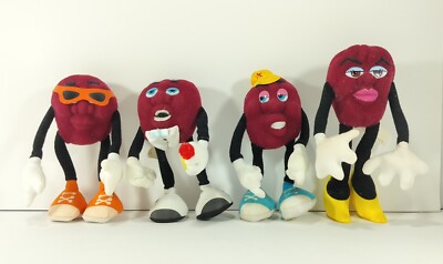 VTG 1980s Lot of 4 California Raisins Bendable Toy Figures Applause