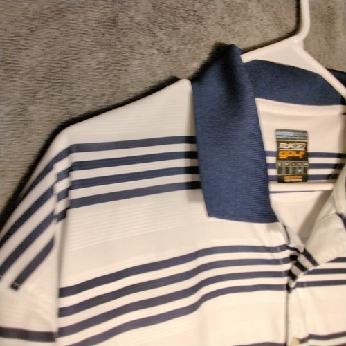 Reebok Hidromove RBK Golf Mens polo shirt Size XL Blue white stripes S Sleeve - Picture 4 of 10
