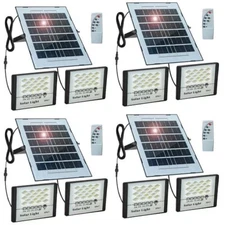 1-4PKS LED 300W Solar Flood Lights Outdoor Street Light Dusk to Dawn Wall Lamp