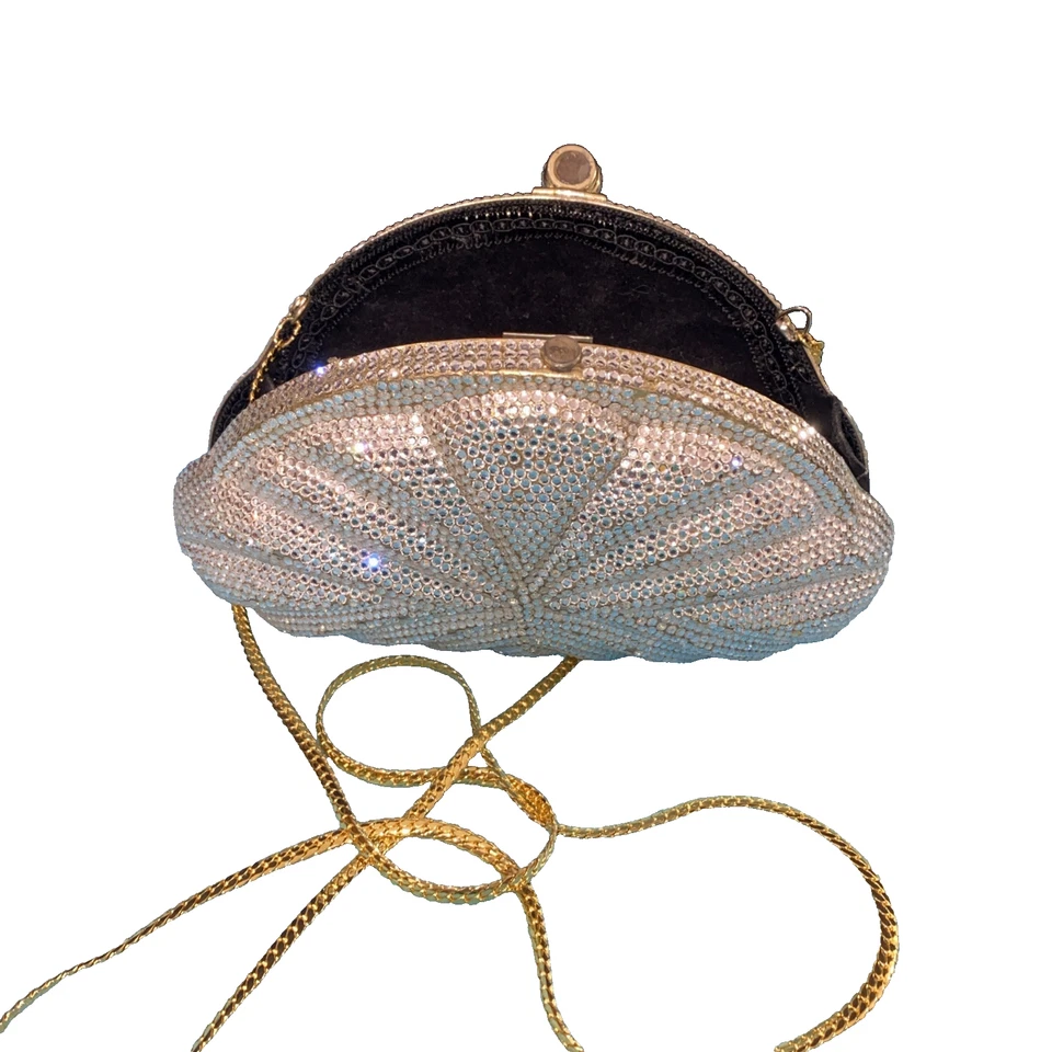 复古 Theodora Glamorous 独特 40 年代风格银色/金色 翻盖式 手包 — 第 2/4 张图片