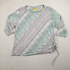 Ruby Rd Shirt Women's 3X Animal Print 3/4 Sleeve Stretch Rhinstones