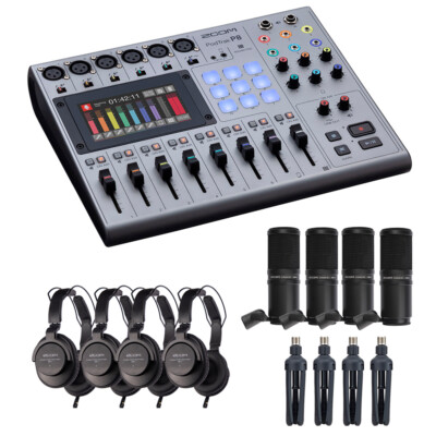 Zoom PodTrak P8 Podcast Recorder with 4x Zoom ZDM-1 Podcast Mic Pack
