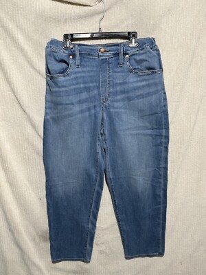 Madewell Pull On Relaxed Jeans in Lisford Wash Size 30 Blue elastic waist  NWT