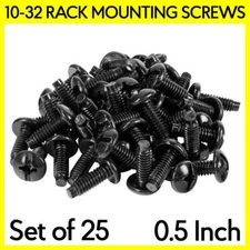Set of 25x 10-32 Rack Screws 1/2" Long Phillips-Head Rack Mounting Screws Black