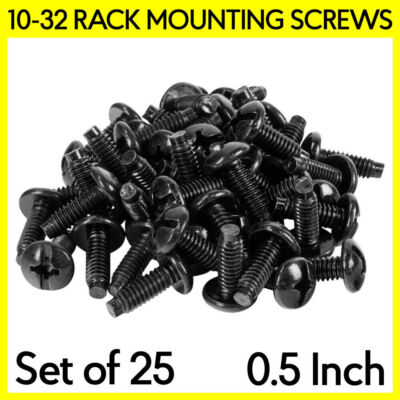 Set of 25x 10-32 Rack Screws 1/2'' Long Phillips-Head Rack Mounting Screws Black