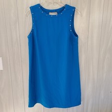 Womans Turquoise Silver Stud Shift Dress Size 6 Office Fairy Festival Cruise