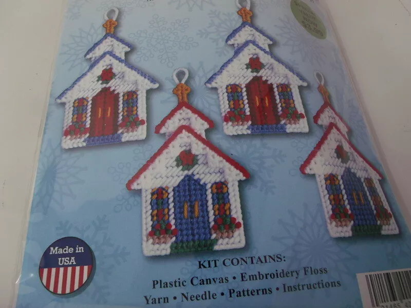 CHURCH Design Works Ornaments Plastic Canvas Kits 3.5 x 5 Makes 4