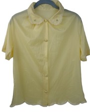 Vintage Henson Kickernick Pajama Top Size 32 Yellow Embroidered Flowers