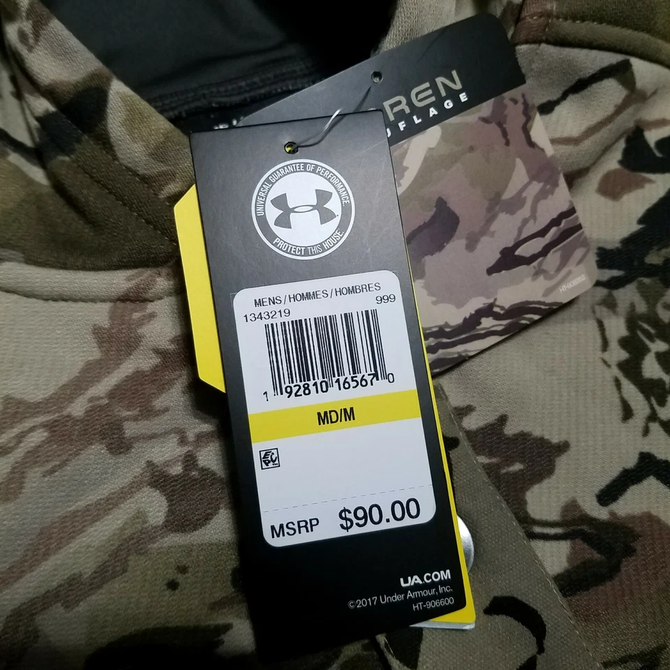 UNDER ARMOUR Rut Fleece Hunting Hoodie Mens MEDIUN Barren Camo Jacket - Image 3 of 4