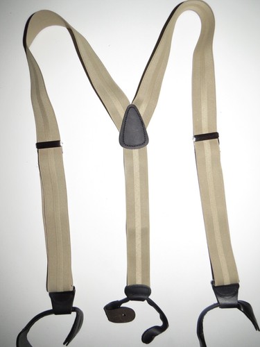 Bretelle Uomo, Stile Y 1-1/2" Hi Lite Righe Nere, Bottoni sulle Orecchie - Foto 3 di 8