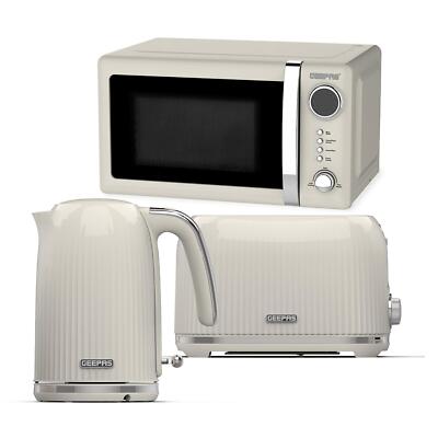 Geepas 1,7 l Wasserkocher 2 Scheiben Brot Toaster & Mikrowelle Küchenset, Creme