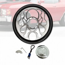 Gm Flamed Style 14 Billet Half Wrap 9 Hole Steering Wheel Chrome Horn Button