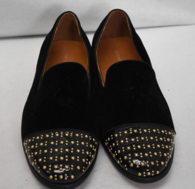 NWT Elanroman Elegant Black Velvet Loafers with Gold Toe Accents 9.5 Amazon.com | ELANROMAN Men Loafers Velvet Black Leather  main image 2