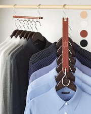 Space Saving Hangers for Closet Organiser - 4 Pack European Beechwood Shirt Orga