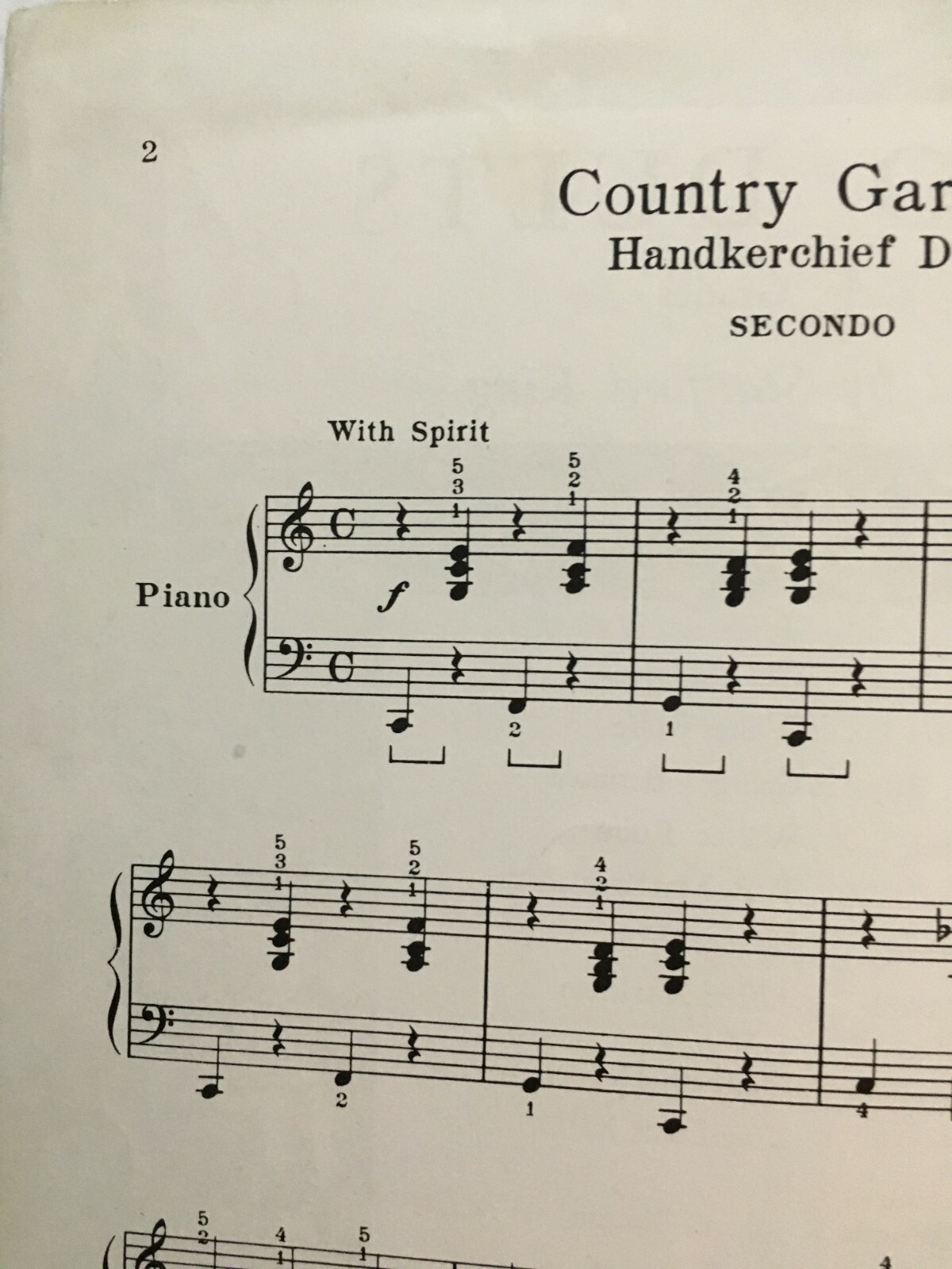 Country Gardens fazzoletto danza pianoforte duetti re spartiti vintage 1939 foto 2