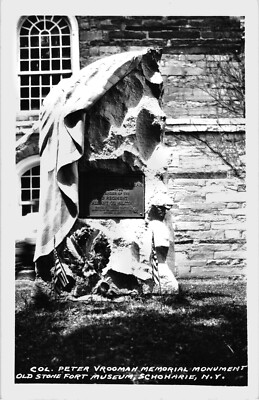 RPPC Col Peter Vrooman Mnmt  Schoharie New York Postcard Old Stone Fort Museum