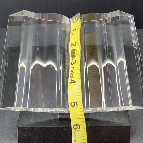 Steuben Crystal Glass Memory Book Sculpture Shaped Like Open Book On Black Base - Picture 21 of 24