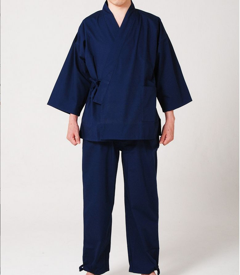 Japanese SAMUE Men's Traditional work Kimono wear Topps Pants Navy from ...
