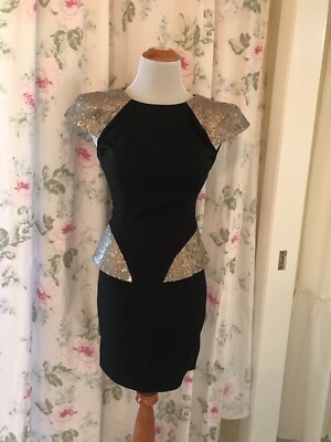 ABYSS by ABBY dress Mini Black shoulder sequins dress LASHES OF GOLD org  $225 | eBay