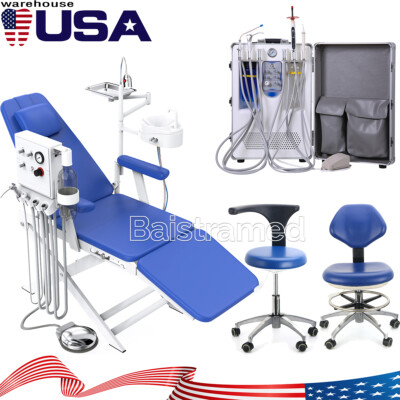 Unidad de entrega dental portatil móvil compresor de aire succión 4Hole /Silla
