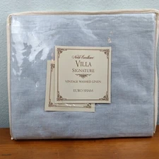 NOBLE EXCELLENCE Villa Signature Vintage Washed Linen Euro Sham(1)Blue Denim 