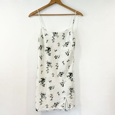 ASOS Design White Cami Slip Dress Mini Size 4 Floral Cotton Linen Date Night