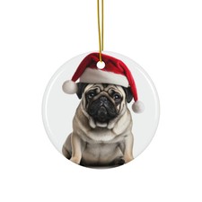 Pug - Ceramic Christmas Ornament - Printed in USA