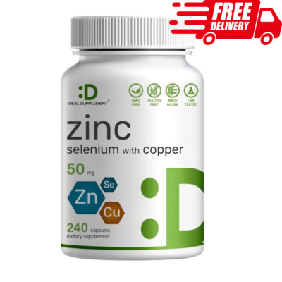 Deal Supplement Zinc 50mg with Selenium & Copper, 240 Capsules, 8 Month Supply
