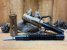 Laminated Brown Leaf Camo - Hand-crafted Adjustable Deer Tube Grunt Call w/ Hose