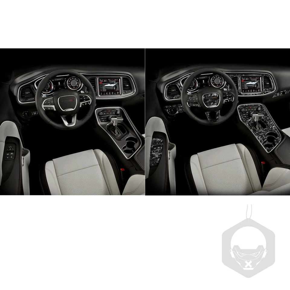 Kits de fibra de carbono forjada de 64 piezas moldura interior completa para Dodge Challenger 2015-2023 Foto 3 de 4