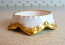 White & Gold Open Salt Cellar Dip ca 1900's