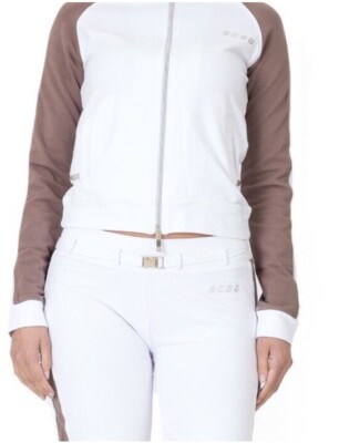 BCBG MAXAZRIA Branded Logo  NEWJacket Pant Set BC12869J/P White/BrownSZXL