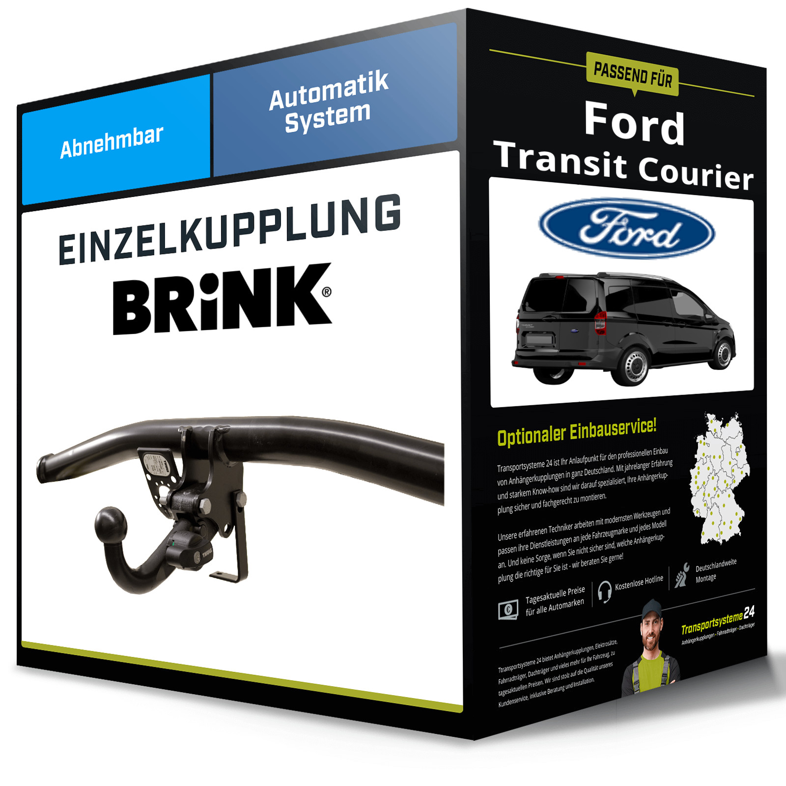 Abnehmbare Anhängerkupplung für FORD Transit Courier 14- Typ B460 Brink NEU