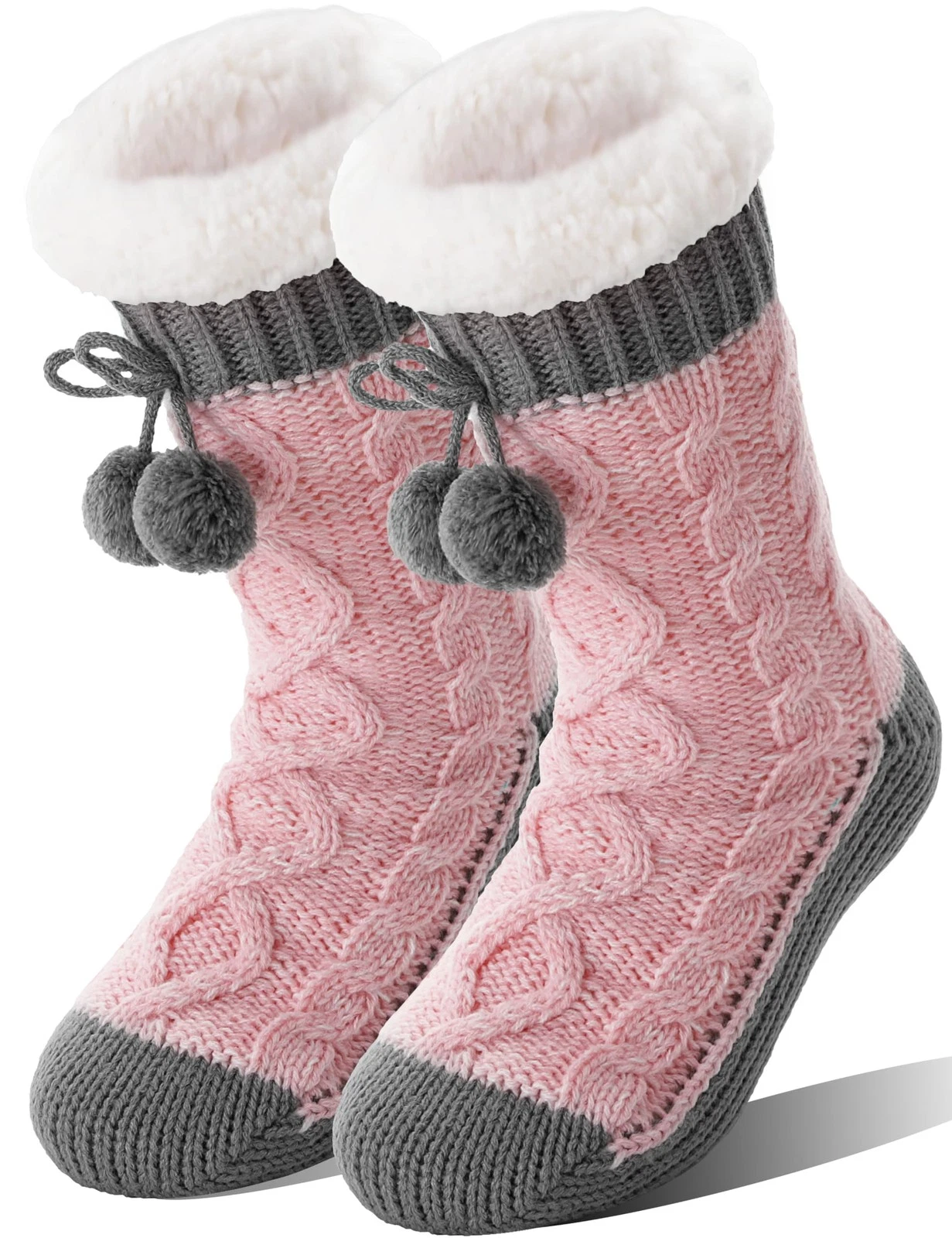 Womens Slipper Fuzzy Grips Socks Fluffy Winter Warm Thick Thermal Cozy Plush