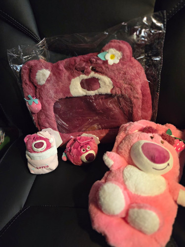 Disney Pixar Toy Story Lotso Pink Plush Keychain Set w/ Clear Window Bag