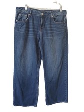 Aeropostale Women Jeans High Rise Baggy Wide Leg Size 14 SHORT Hippie Streetwear