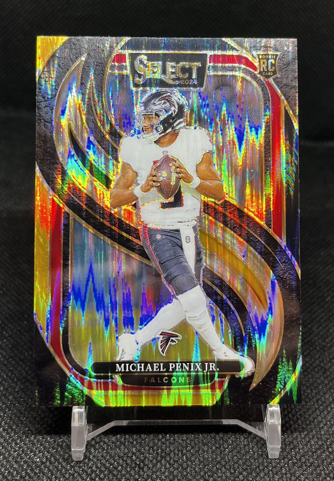 2024 Panini Select Michael Penix Jr. #110 Black & Gold Shock Prizm RC Falcons