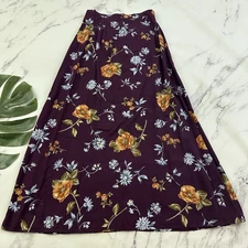 Herman Geist Womens Vintage 90s Maxi Skirt Size S Purple Blue Floral Whimsygoth