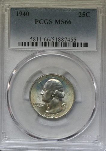 1940 Washington Quarter   PCGS MS66      Light obverse toning