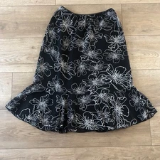 VTG Y2K Notations Floral Midi Skirt Ruffle Fairy Grunge Whimsigoth Dark Romantic