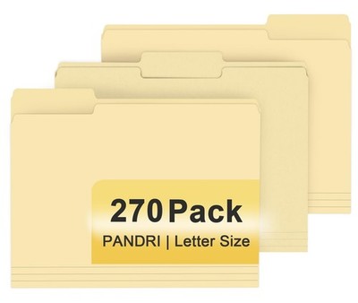 File Folder, 270 Pack File Folder, 1/3 Cut Tab, Letter Size, Filing Folder fo...