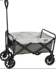 EcoFlow Foldable 4-Wheel Garden Utility Wagon Cart, Gray/Black Metal Fabric