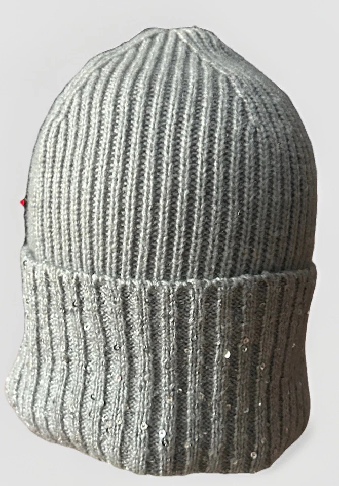Gorro tejido Michael Kors gris plata lentejuelas logotipo Foto 3 de 4