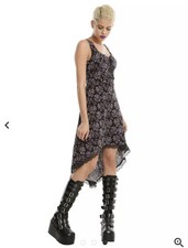 Hot Topic Vintage Purple Rose Hi-Low Hem Lace Up Grunge Whimsigoth Dress Small