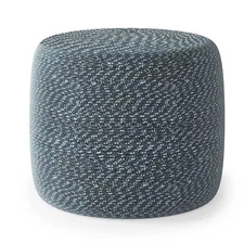 Brodie Round Braided Pouf - WyndenHall - Color Aegean Blue/Natural