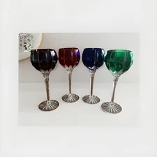 AJKA Marsala Cut-to-Clear 8.25” Crystal Wine Glasses, Set of 4, Various Colors