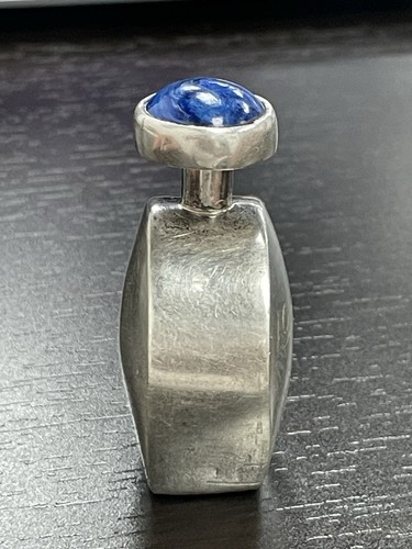 Vintage Sterlingsilber Mexiko Blau Lapis Parfüm Flakon Dekanter 33,6 Gramm - Bild 3 von 5