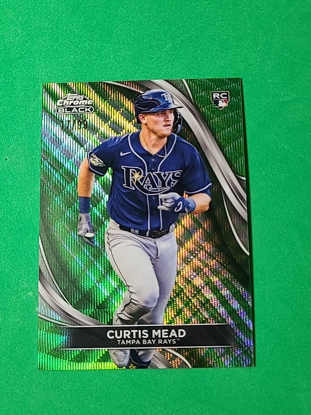 2024 Topps Chrome Black Curtis Mead RC Green Wave /99 Tampa Bay Rays #27 Rookie