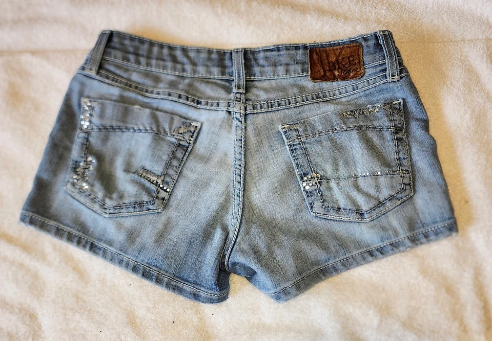 🔥 Pantalones Cortos BKE 26 Azul Denim Starlite tiro bajo Daisy Dukes 🔥 Foto 2 de 4